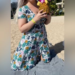 Mahina Hawaiian Floral Pineapple High Low Dress - Medium